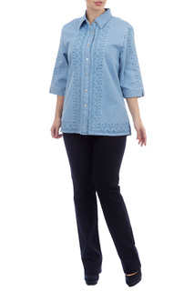 Блуза женская LAFEI-NIER T48302T-J голубая 5XL RU