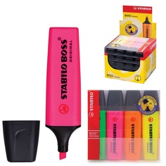 Текстмаркеры Stabilo Boss Original, набор 4 шт., скошенный наконечник 2-5 мм, 70/4