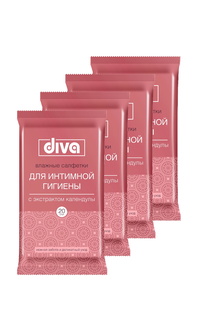 Влажные салфетки для интимной гигиены DIVA intimate № 20 (в наборе 4 упаковки)