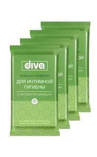 Влажные салфетки для интимной гигиены DIVA intimate № 20 (в наборе 4 упаковки)
