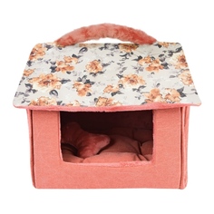 Домик для кошек и собак Pinkaholic Zinnia House с ручкой, розовый, 43х36х40 см