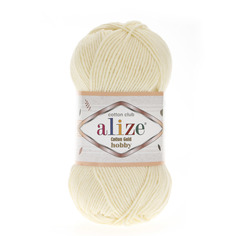 Пряжа для вязания Ализе Cotton Gold Hobby (55% хлопок, 45% акрил) 5х50г/165м цв,001 молочн Alize