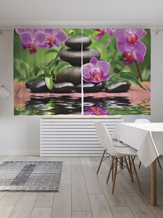 Шторы под лён «Красивые орхидеи», серия Oxford DeLux, 290х180 см Joy Arty