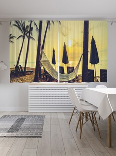 Шторы под лён «Лежаки на рассвете», серия Oxford DeLux, 290х180 см Joy Arty