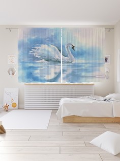 Шторы под лён «Лебединая красота», серия Oxford DeLux, 290х180 см Joy Arty