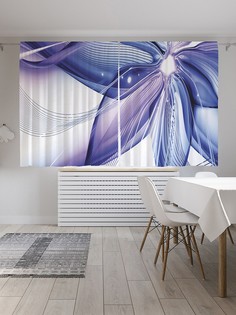 Шторы под лён «Геометрические Цветы», серия Oxford DeLux, 290х180 см Joy Arty