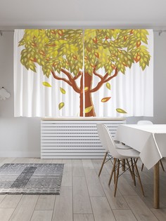 Шторы под лён «Осенний листопад», серия Oxford DeLux, 290х180 см Joy Arty