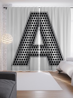 Шторы с фотопечатью "Алюминиевая a" из сатена, 290х265 см Joy Arty
