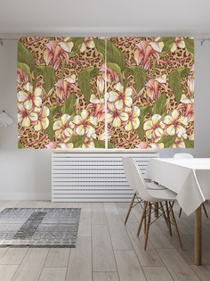 Шторы под лён «Цветочная зелень», серия Oxford DeLux, 290х180 см Joy Arty