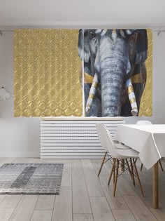 Шторы под лён «Ритуальный слон», серия Oxford DeLux, 290х180 см Joy Arty