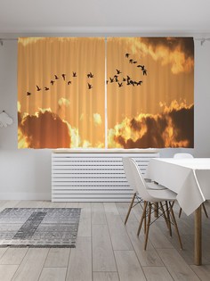 Шторы под лён «Птицы за облаками», серия Oxford DeLux, 290х180 см Joy Arty