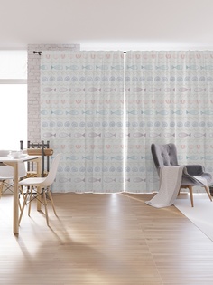 Шторы под лён «Рыбий орнамент», серия Oxford DeLux, 340х265 см Joy Arty