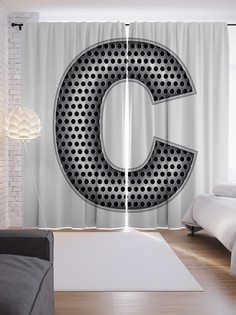Шторы с фотопечатью "Алюминиевая c" из сатена, 290х265 см Joy Arty