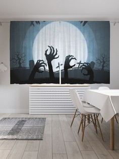Шторы с фотопечатью "Восстание зомби" из сатена, 290х180 см Joy Arty