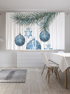 Шторы с фотопечатью "Новогодние шары" из сатена, 290х180 см Joy Arty