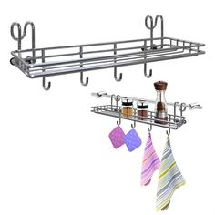 Полка для специй с 4 крючками навесная на рейлинг МультиДом