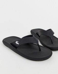 Черные шлепанцы с логотипом Lacoste-Черный