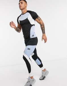 Обтягивающая футболка для бега с контрастными вставками ASOS 4505-Черный