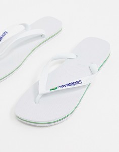 Белые шлепанцы с логотипом Havaianas Вrasil-Белый