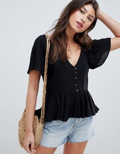 Блузка на пуговицах ASOS DESIGN-Черный