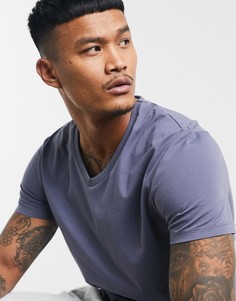 Серая футболка с V-образным вырезом ASOS DESIGN-Серый