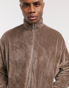 Коричневая флисовая oversized-олимпийка ASOS DESIGN-Коричневый