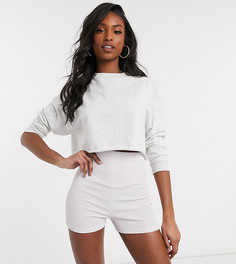 Леггинсы-шорты с широким поясом в рубчик ASOS DESIGN Tall-Фиолетовый