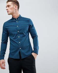Синяя облегающая рубашка в клетку ASOS DESIGN-Зеленый