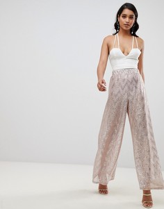 Широкие брюки с эффектом металлик ASOS DESIGN-Розовый
