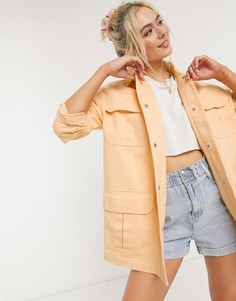 Кремовая хлопковая куртка в стиле милитари ASOS DESIGN-Желтый