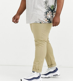 Светло-бежевые чиносы слим Burton Menswear Big & Tall-Светло-бежевый