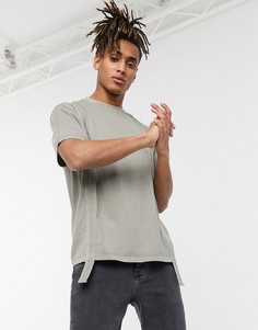 Свободная футболка из органического хлопка с отделкой лентой ASOS DESIGN-Зеленый