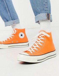 Неоново-оранжевые высокие кеды Converse Chuck 70-Оранжевый