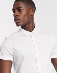 Белая приталенная рубашка ASOS DESIGN-Белый