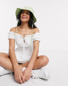 Свободный топ со спущенными плечами Influence-Белый