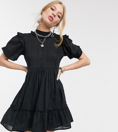 Платье с высоким воротом и вышивкой Reclaimed Vintage inspired-Синий