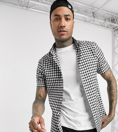 Рубашка классического кроя в черно-белую клетку ASOS DESIGN Tall-Темно-синий