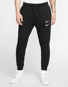 Черные джоггеры с манжетами и логотипом Nike-Черный