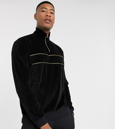 Черный велюровый свитшот с молнией ASOS DESIGN Tall