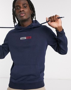 Темно-синий худи узкого кроя с вышитым логотипом Tommy Jeans