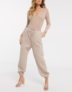 Стеганые джоггеры ASOS DESIGN-Бежевый