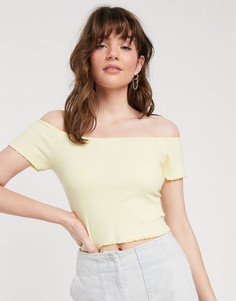 Кроп-топ в рубчик с открытыми плечами Glamorous-Желтый