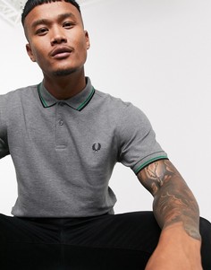 Серое поло с контрастной отделкой и логотипом Fred Perry-Серый