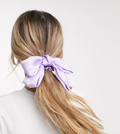 Сиреневая атласная резинка для волос с бантом My Accessories London-Синий