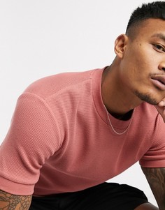 Розовая футболка с вафельной текстурой ASOS DESIGN-Розовый