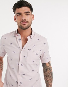 Розовая поплиновая рубашка с принтом "зебра" Burton Menswear-Розовый