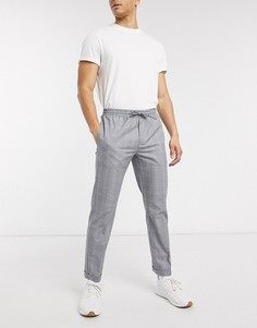 Узкие джоггеры в серую и синюю клетку Burton Menswear-Темно-синий