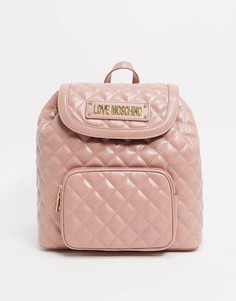 Розовый стеганый рюкзак с карманом Love Moschino