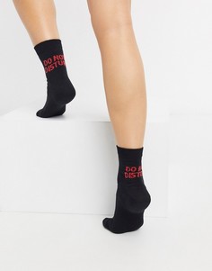 Черные носки с принтом ASOS DESIGN-Черный