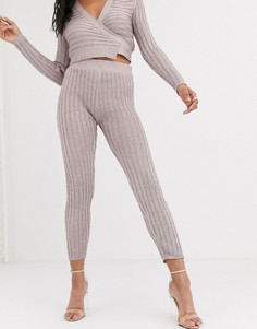 Золотисто-розовые трикотажные леггинсы металлик от комплекта ASOS DESIGN-Золотой